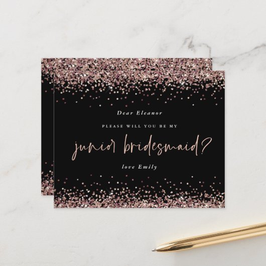 Budget Glitter Roos Gold Junior Bridesmaid Req (Voorkant / Achterkant in situ)