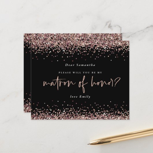 Budget Glitter Roos Gold Matron of Honor Request (Voorkant / Achterkant in situ)