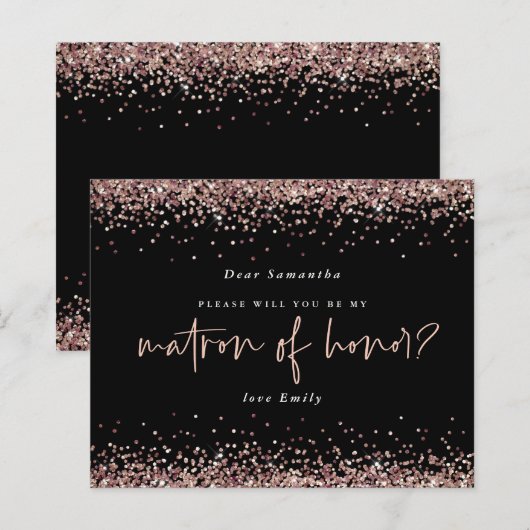 Budget Glitter Roos Gold Matron of Honor Request (Voorkant / Achterkant)