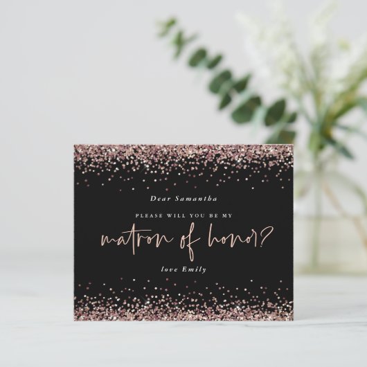 Budget Glitter Roos Gold Matron of Honor Request (Staand voorkant)