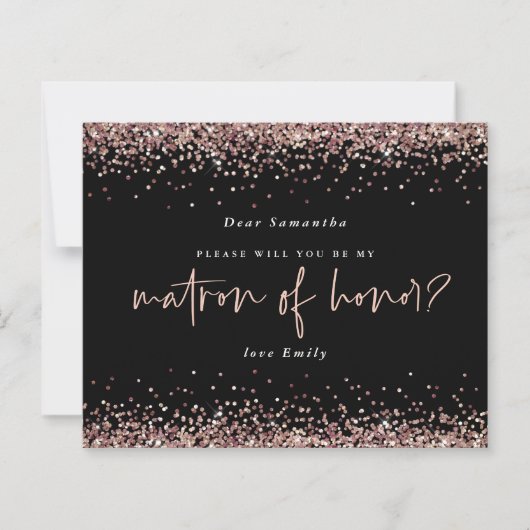 Budget Glitter Roos Gold Matron of Honor Request (Voorkant)