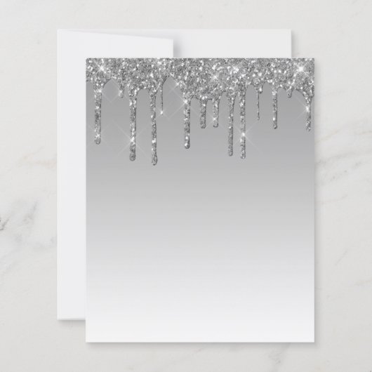 Budget Glitter Silver 25th Jubileum Uitnodiging (Achterkant)