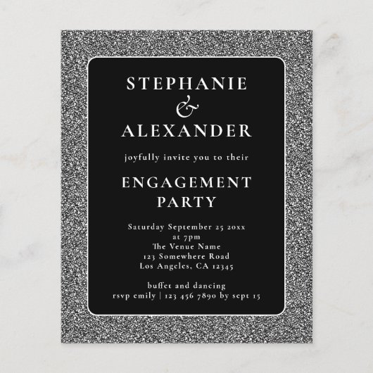Budget Glitter Silver Black Engagement Party - Uit (Voorkant)