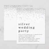 Budget Glitter Silver Wedding Party nodigt uit (Voorkant / Achterkant)