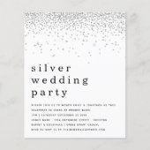 Budget Glitter Silver Wedding Party nodigt uit (Voorkant)