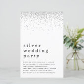 Budget Glitter Silver Wedding Party nodigt uit (Staand voorkant)