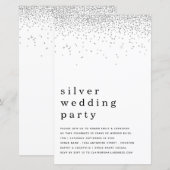 Budget Glitter Silver Wedding Party nodigt uit (Voorkant / Achterkant)