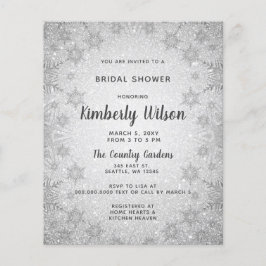 Budget Glitter Snowflakes Bridal Shower Uitnodigin