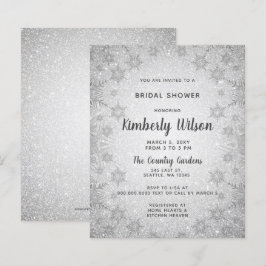 Budget Glitter Snowflakes Bridal Shower Uitnodigin