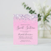Budget Glitter Sweet 16 Birthday Party Invitation (Staand voorkant)