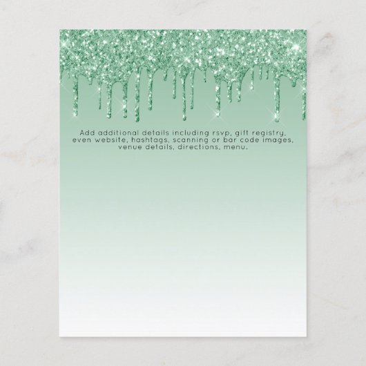 BUDGET Glitter Unicorn Baby Girl Shower Invitation Flyer (Achterkant)