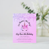 Budget Glitter Unicorn Slumber Party Uitnodiging (Staand voorkant)