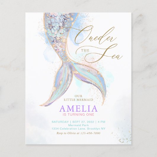 BUDGET Glitter Zeemeermin ONEder het Zee Verjaarda (Voorkant)