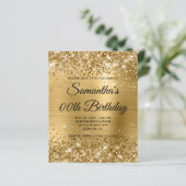 Budget Glitterige Gouden Monogram Verjaardagsuitno (Staand voorkant)