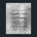 Budget Glittery Silver Foil 21st Birthday Invite<br><div class="desc">Een goedkope budgetoptie met een glamoureus fancy monogram 21e verjaardag uitnodiging voor haar. Faux sparkly Silver Glitter tegen een faux licht zilvergrijs schimmelvormig folie grafisch afbeelding. Het fancy zwarte kalligrafiekmanuscript kan worden aangepast. Alle dunne en glanzende elementen in dit moderne, girale ontwerp zijn digitale beelden. De mooie zachte folie met...</div>