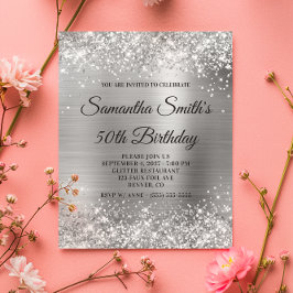 Budget Glittery Silver Foil - 50th Birthday - uitn