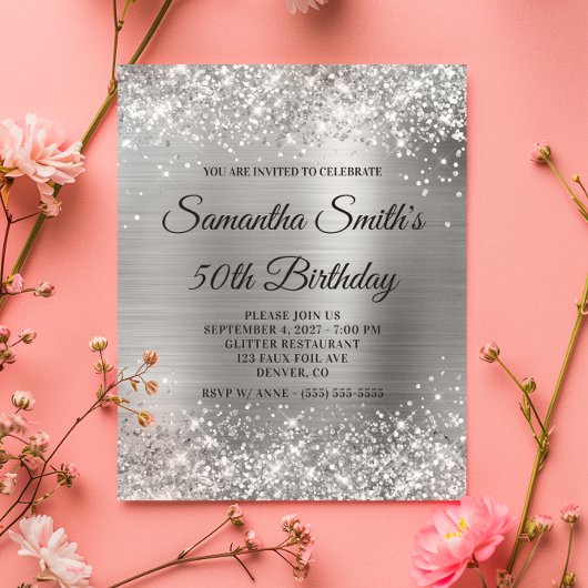 Budget Glittery Silver Foil - 50th Birthday - uitn