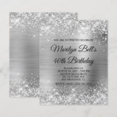 Budget Glittery Silver Girly Folie nodigt uit (Voorkant / Achterkant)