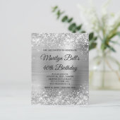Budget Glittery Silver Girly Folie nodigt uit (Staand voorkant)