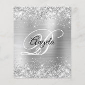 Budget Glittery Silver Girly Glam Uitnodiging (Achterkant)