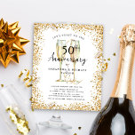 Budget Gold 50e bruiloft Jubileum Invitation Flyer<br><div class="desc">Deze budget 50e bruiloft Jubileum uitnodiging op een papieren flyer is ideaal voor elk getrouwd stel op zoek naar toast op een fantastische golden 50 jaar samen! Het ontwerp is voorzien van een mooie waterverf champagneglazen, een gouden glitterrand en handgeschreven scripttypografie. Werk alle gegevens eenvoudig bij met behulp van de...</div>