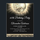 Budget Gold 60th Birthday Party Disco Ball Flyer<br><div class="desc">Budget Gold 60e verjaardag Partij 70 van de Disco Ball Party Uitnodiging. De Gold and Black 60th Birthday Party Invitation is perfect voor een moderne 60th Birthday Party. Gepersonaliseerd de passende producten kunnen door de Ontwerper door verzoek worden gecreeerd.</div>