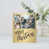Budget gold 6 foto Merry kerstvakanay Kaart (Staand voorkant)