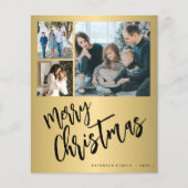 Budget gold 6 foto Merry kerstvakanay Kaart (Voorkant)