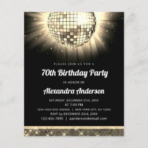 Budget Gold 70e verjaardagsfeestje 70's Disco Ball Flyer