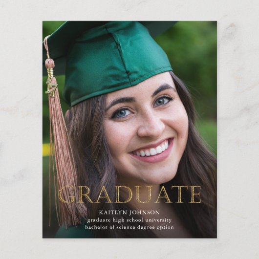 Budget Gold Afstuderen Fotoaankondiging Flyer (Voorkant)