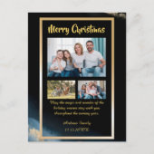 Budget Gold Black Christmas  3 Photo Holiday Card Feestdagenkaart (Voorkant)