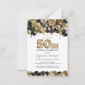 Budget Gold Black Glitter 50th Birthday Invitation Notitiekaartje (Voorkant)
