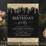 Budget Gold Black Glitter Elke dag van de jaardag<br><div class="desc">Budget Gold en zwarte sparkly Dripping Glitter Custom Any Age (13th, 16th, 18th, 21th, 30th, 40th, 50th, 60th) Birthday Party Invitation . Dit is de perfecte (dertien, zestien, achttien, eenentwintig, dertig, veertig, vijftig of zestig) Fun en Trendy Birthday Uitnodiging voor een Moderne Elegant Gold Glitter Sparkle Girly Birthday Party. Neem...</div>