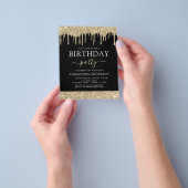 Budget Gold Black Glitter Elke dag van de jaardag Flyer (Hand)