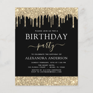 Budget Gold Black Glitter Elke dag van de jaardag Flyer