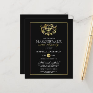 Budget Gold & Black Masquerade Sweet 16 Party