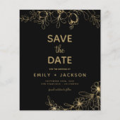 Budget Gold Black Modern Sparen de Datum Floral An Flyer (Voorkant)