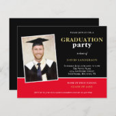 Budget Gold Black Red Photo Afstudeerder Party Inv (Voorkant / Achterkant)