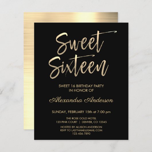 Budget Gold Black Sweet Sixteen-dag (Voorkant / Achterkant)