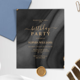 Budget Gold & Black Verjaardagsfeestuitnodiging