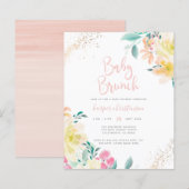 Budget Gold Blush Pink Floral Baby shower Brunch (Voorkant / Achterkant)