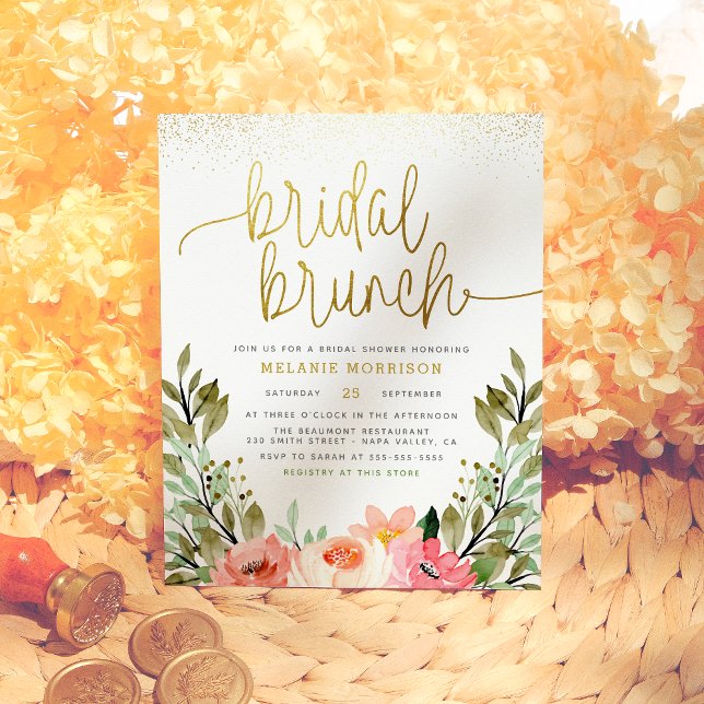 Budget Gold Blush Pink Floral Bridal Brunch Shower (Creator heeft geüpload)