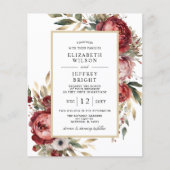 Budget Gold Bourgogne Blush Bloemen Bruiloft (Voorkant)