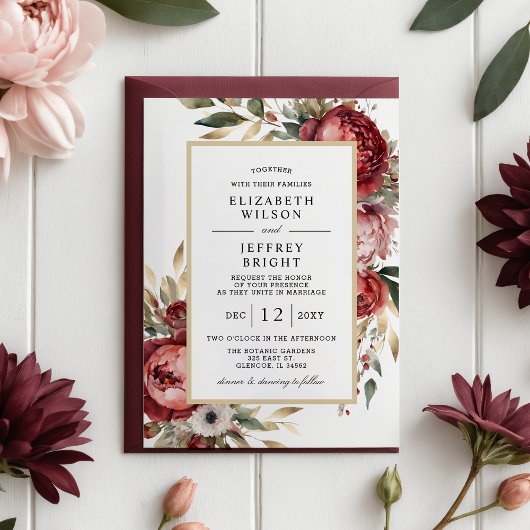 Budget Gold Bourgogne Blush Bloemen Bruiloft