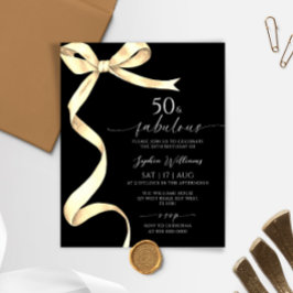 Budget Gold Bow 50 & Fabulous Verjaardag Uitnodigi
