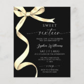 Budget Gold Bow Sweet 16 Verjaardag Uitnodiging (Voorkant)