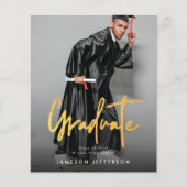 Budget Gold Brush Afstuderen Aankondiging Foto Flyer (Voorkant)