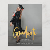 Budget Gold Brush Afstuderen Aankondiging Foto Flyer (Voorkant)