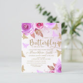 Budget Gold Butterflies Baby shower Invitation (Staand voorkant)