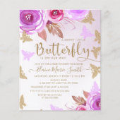 Budget Gold Butterflies Baby shower Invitation (Voorkant)
